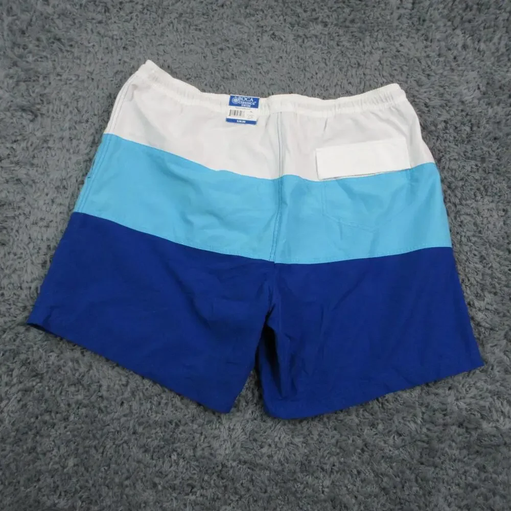 Boca Classics Swim Trunks Mens XL Blue Colorblock Quick Dry Lined 37x7* NWT